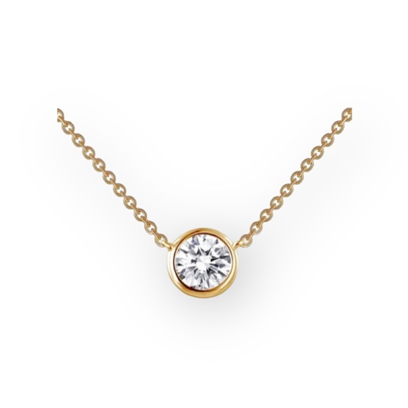 Lassaire Jewelry - new Lassaire ☺︎︎ Bezel Set Simulated Diamond Necklace ☺︎︎ 18K Gold Plated 925 SS